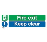 Sealey Worksafe® Fire Exit Keep Clear Safety Sign, Rigid Plastic - Pack of 10 SS18P10