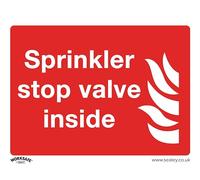 Sealey Rigid Plastic Sprinkler Stop Valve Sign 200mm 150mm Standard