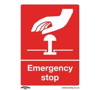 Sealey SS35P10 Safe Conditions Safety Sign - Emergency Stop - Rigid Plastic - Pack Of 10