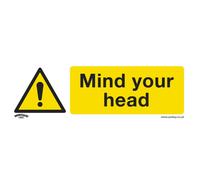 Sealey Self Adhesive Vinyl Mind Your Head Sign 300mm 100mm Standard