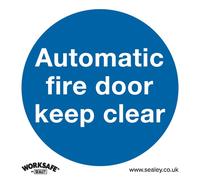 Sealey Self Adhesive Vinyl Automatic Fire Door Keep Clear Sign 80mm 80mm Standard