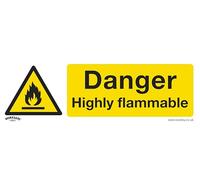 Sealey Self Adhesive Vinyl Danger Highly Flammable Sign 300mm 100mm Standard