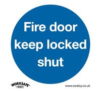 Sealey Rigid Plastic Fire Door Keep Locked Shut Sign 80mm 80mm Standard