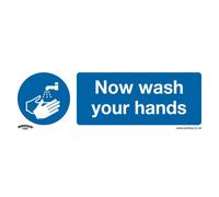 Mandatory Safety Sign - Now Wash Your Hands - Rigid Plastic - Pack of 10