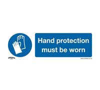 Sealey Rigid Plastic Hand Protection Must Be Worn Sign 300mm 100mm Standard