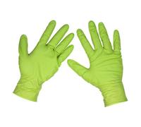 Sealey Diamond Grip Gloves SSP54L – Extra-Thick Nitrile Powder-Free Hi-Vis Green Large 50-pack