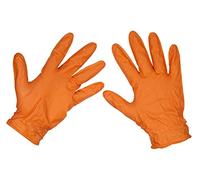 Sealey Orange Diamond Grip Extra-Thick Nitrile Powder- Free Gloves Large - Pack of 50