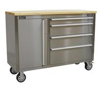 Sealey Stainless Steel 4 Drawer Tool Roller Cabinet Stainless Steel