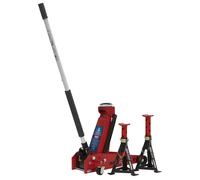 Sealey Standard Chassis Trolley Jack 3 Tonne with Axle Stands (Pair) 3 Tonne Cap