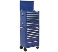 Topchest, Mid-Box & Rollcab Combination 14 Drawer with Ball-Bearing Slides - Blue
