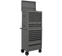 Sealey Superline Pro 14 Drawer Roller Cabinet, Mid Box and Top Tool Chest Grey