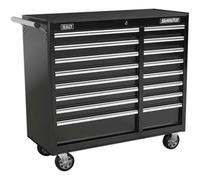 Rollcab 16 Drawer with Ball-Bearing Slides Heavy-Duty - Black