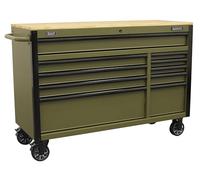 Sealey Superline Pro Black Edition 10 Drawer 1320mm Mobile Trolley with Wooden Worktop & Power Bar - AP5210KBE