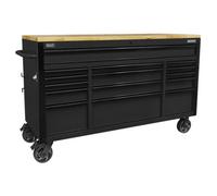 Sealey Sealey AP6215BE Superline PRO® Black Edition Mobile Trolley with Wooden Worktop 15 Drawer 1549mm