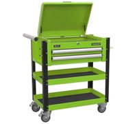 Sealey AP760MHV Heavy-Duty Mobile Tool & Parts Trolley 2 Drawers & Lockable Top - Green