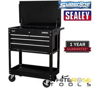 Sealey Superline Pro Heavy-Duty Mobile Tool Trolley 4 Drawers Lockable Top Black