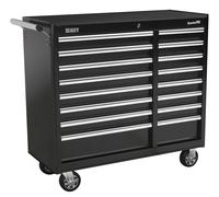 Sealey Rollcab 16 Drawer with Ball Bearing Runners Heavy Duty - Black Tool Chest