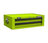 Sealey Superline Pro 2-Drawer Mid Tool Chest AP26029THV Ball-Bearing Slides Hi-Vis Green
