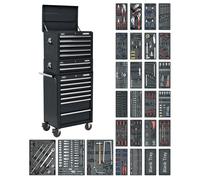 Sealey SPTCOMBO2 Tool Chest Combination 14 Drawer With Ball-Bearing Slides - Black & 1179Pc Tool Kit