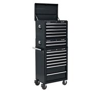 Sealey Superline PRO Topchest, Mid-Box Tool Chest & Rollcab 14 Drawer Black