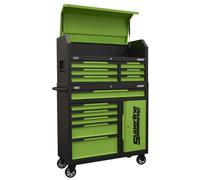 Sealey Superline Pro Topchest & Rollcab 12 Drawer & 1 Door Cupboard Green