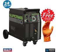 Sealey SUPERMIG180 Gas/Gasless MIG Welder Binzel Euro Torch with 10 Free Gloves