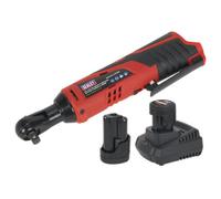Sealey Sv12 Series 3/8"sq Drive Cordless Ratchet Wrench Kit 12V 2Ah - 2 Batteries