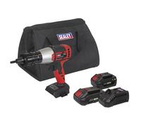 Sealey CP20VNR 20v Cordless Brushless Nut Riveter 1 x 2ah & 1 x 4ah Li-ion Battery Charger Bag