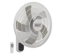 SEALEY SWF16WR 16" Wall Mounted 3-Speed Oscillating Cool Fan With Remote Control