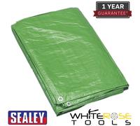 Sealey Tarpaulin 4.88 x 6.10m Green Cover Tear-Proof Waterproof UV Filter