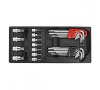 Sealey TBT07 Tool Tray With Hex/Ball-End Hex Keys & Socket Bit Set 29Pc