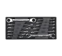 Sealey TBT13 Premier Flare Nut & Ratchet Ring Spanner Set with Tool Tray 12pc