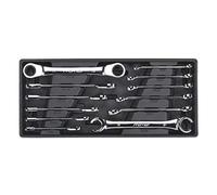 Sealey Tbt13 Tool Tray with Flare Nut and Ratchet Ring Spanner Set 12Pc
