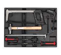 Sealey TBT30 Tool Tray with Prybar, Hammer and Hacksaw Set 6pc