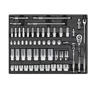 Sealey TBT31 Tool Tray With Socket Set 55Pc 3/8" & 1/2"sq Drive, Multi