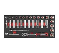 Sealey Tbt41 Socket Set With Tool Tray 3/8"sq Drive 32Pc