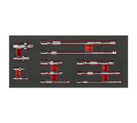 Sealey Tbt44 Wobble Extension Bar Set With Tool Tray 1/4", 3/8" & 1/2"sq Drive 12Pc