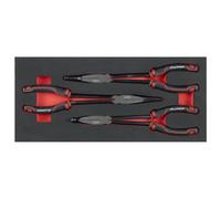 Sealey Tbt58 Long Needle Nose Pliers Set With Tool Tray 3Pc