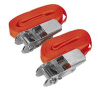 Sealey TD05045E Self-Securing Ratchet Straps 25mm x 4.5m 500kg Breaking