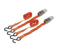Sealey TD0540S2 Ratchet Straps Polyester Webbing with S-Hooks 25mm x 4m 500kg
