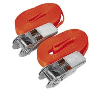 Sealey TD08045E Self-Securing Ratchet Straps 25mm x 4.5m 800kg Breaking