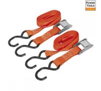 Sealey TD2525CS Cam Buckle Strap 25Mm X 2.5M Polyester Webbing With S-Hooks 250Kg Breaking Strength