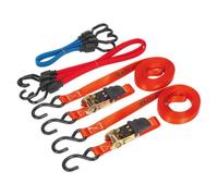Sealey Ratchet Strap & Flat Bungee Cord Set Polyester Webbing 6 Pieces Td285Sbd