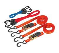 Sealey Ratchet Strap & Flat Bungee Cord Set Polyester Webbing 6 Pieces Td285Sbd
