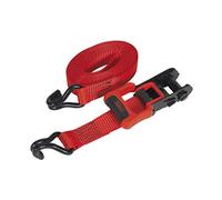 Ratchet Straps 32mm x 4.9m Polyester Webbing with J-Hooks 1200kg Breaking Strength - 2 Pairs