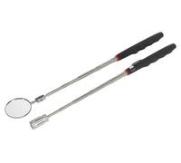 Siegen 2 Piece Telescopic Magnetic LED Pick Up Tool and Inspection Mirror Set