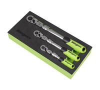 Sealey Telescopic Ratchet Wrench 3pc 3/8" 1/4" 1/2" Long Flexi Head S01297