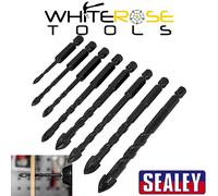 Sealey Tile and Glass Drill Bits Set 8pc 3-10mm 1/4" Hex Porcelain Ceramics
