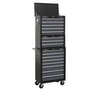 Sealey Tool Chest Combination 16 Drawer With Ball-Bearing Slides - Black/grey Ap35Stack