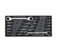 Sealey TBT13 Tool Tray With Flare Nut & Ratchet Ring Spanner Set 12Pc